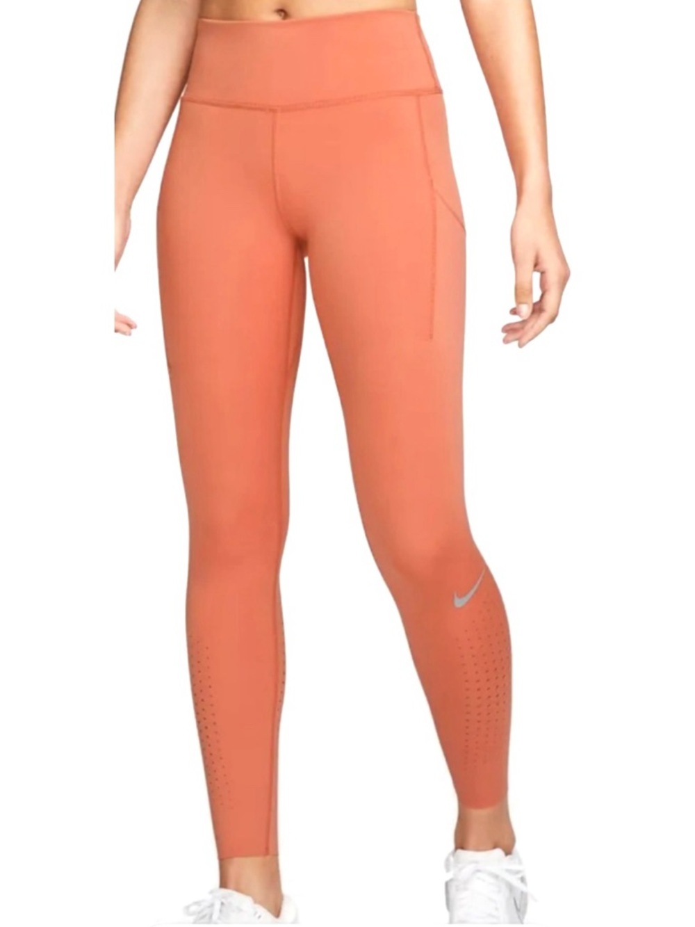 Nike Dri-Fit Coral Orange Performance Leggings with Side Pockets